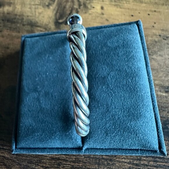David Yurman Cable Cuff Bracelet w/ Sterling Silver & Black Diamonds - Medium - Picture 5 of 16